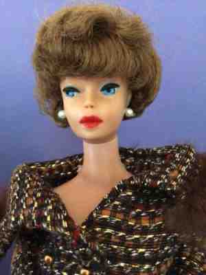Rare! VHTF Vintage Brownette Bubble Cut Barbie in Box and with Booklet, Stand