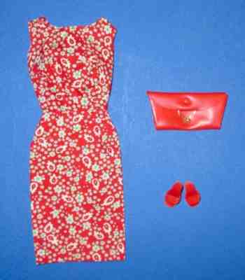 Japanese Exclusive Vintage Barbie Red Paisley Print Sheath Dress