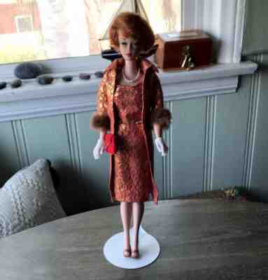Vintage 1962 Japan Bubble Cut Titian Barbie Watermelon Lips Golden Elegance