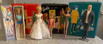 BIG LOT 1960S BARBIE DOLLS CLOTHES MORE MIDGE IN BOX TITIAN PONYTAIL KEN SKIPPER
