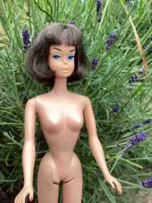 Mattel 1965 American Gir barbie doll Silver brunette long gloss bobbed hair doll