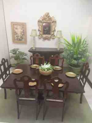1/6Scale Wood Dining Room Set for Barbie, Poppy, Integrity Fashion Royalty Dolls