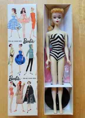 Vintage Barbie #1 Ponytail Blonde (1959) Original TM Box, Rare No Play Condition