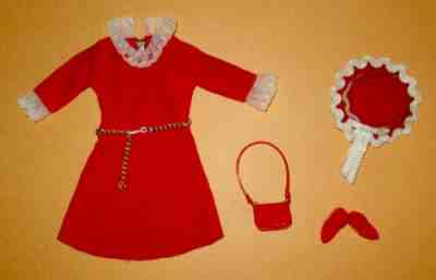 Vintage Barbie Japanese Exclusive Red Velveteen Outfit