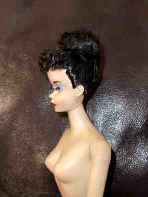 Vintage Barbie brunette #3 Ponytail Doll 1959 Blue Eyeliner Original Updo