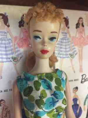 Vintage #3/4 Blonde Ponytail Barbie + Fashion Editor #1635 + box, hat, shoes