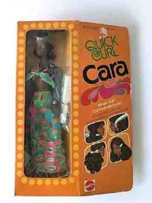 NIB 1974 Mattel 7291 Quick Curl Cara AA African American Barbie Friend box wear