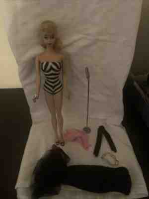 Original 1959 blonde BARBIE with black evening dress;Mattel; fashion doll;