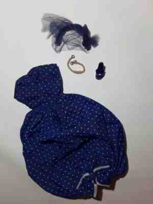 RARE Vintage 1959 Barbie Gay Parisienne Outfit #964 DRESS HAT Navy Bubble Dress