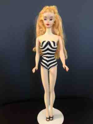 Vintage 1960 Ponytail Barbie No. 3 with swimsuit glasses  bonus 1959 apple dress
