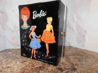 Vintage Miss Barbie Storage Travel Case W/Doll Black Carrier 135 Accessories U66