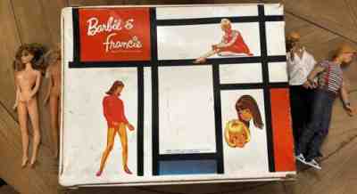 1960s Japan 2x Barbie + Kens, Clothes, Toy Doll Lot with & Francie Box Vintage