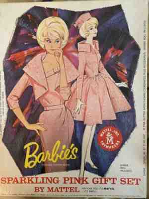 Vintage 1964 Barbie Sparkling Pink Gift Set, Doll, Box, Clothing Excellent