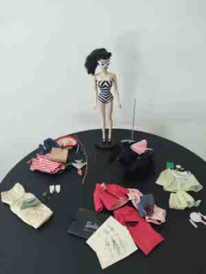 Vintage 1960 #3 Ponytail Barbie Brunette- Japan Right Foot- + Original Outfits!!