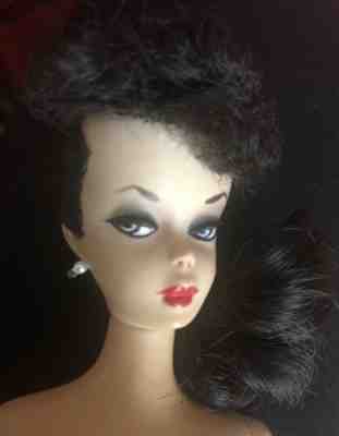 1959 #850 VINTAGE ORIGINAL Re-rooted Brunette PONYTAIL MATTEL BARBIE DOLL #1