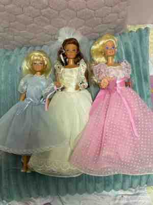 Barbie LOT 3 Estrela 1993 Party Wedding Viky Skipper Rare Brazil