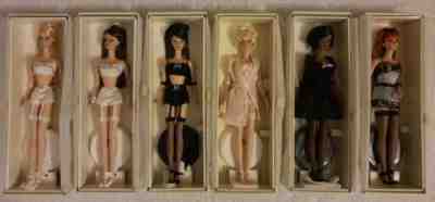 Mattel Barbie Silkstone Lingerie Dolls. Complete Set 1 to 6, Boxed / COAs