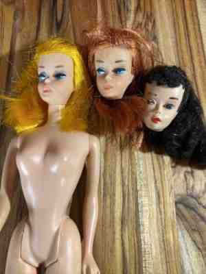 Vintage Barbie Lot Color Magic Doll Ruby Red Brunette And Blonde Bendable Legs
