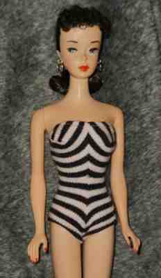 Vintage #3 Brunette Ponytail 1960 Barbie In SS Shoes Sunglasses Hoop Earrings