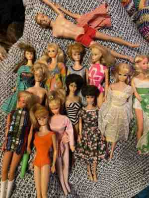 Huge Vintage barbie lot ALL TLCÂ  mod bubble ponytail P.J. Ken ballerina 13 dolls