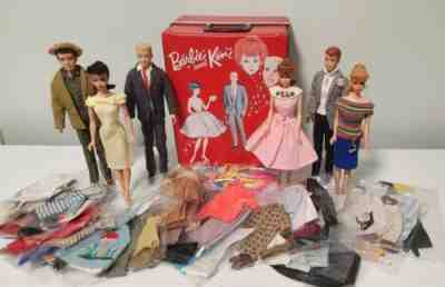 LOT of Vintage 1960s Barbie, Ken & Friends & Clothes Case & Accessories