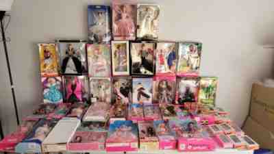 Barbie lot, 36 dolls NIB, including 10 keychains NIB.