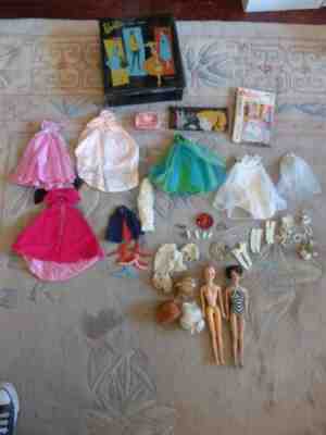 1960's Bubble Cut Barbie - Uneeda Doll Black Label Clothes Pearl Necklaces Lot