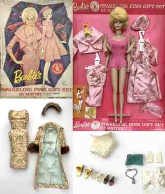 Rare Vintage Original MCM 1963 Mattel Barbie Doll Blonde Sparkling Pink Set 1011