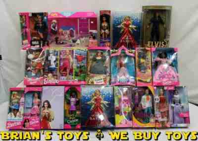Barbie Lot of 21: Holiday, Elvis, NBA, Butterfly Princess, Pioneer and More! NR