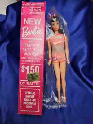 Vintage MOD Barbie NRFB Chocolate Bon Bon TNT Trade In Box, Wrist Tag