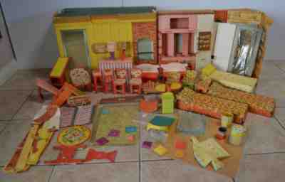 VINTAGE 1964 Mattel "BARBIE New Dream House" CARDBOARD Playset and Furniture Mix