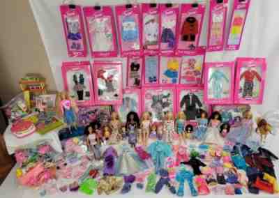 1990's Barbie Lot Rare Accessories Dolls Clothes Skipper Stacie Kelly Ken Horse