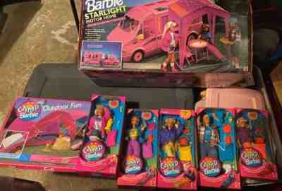 Camp Barbie Doll Lot 1993 Ken Skipper Teresa Midge Starlight Motorhome