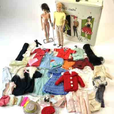 Vintage 1960s Barbie Doll #5 B4 And Ken 0750 Lot w/ Case, Stand, Outfits & More