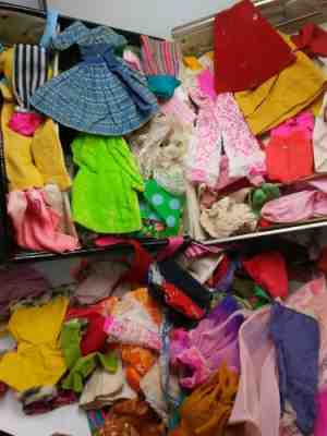 Vintage Barbie & Clone Damaged Fashion Doll Clothes Lot Trunk Case 5 Pounds C30