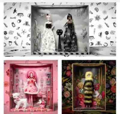 Mattel Creations MARK RYDEN X BARBIE PINK POP DOLL, SURREALIST, BEE SET In Hand