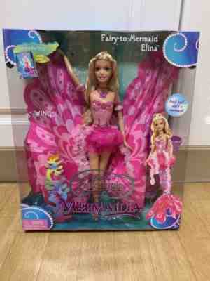 RARE Barbie Fairytopia Mermaidia Fairy to Mermaid Doll Elina J6060 2005 NEW