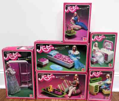 Vintage 1978 Japanese Superstar Barbie Dreamhouse Furniture Sets Lot of 6 - NRFB