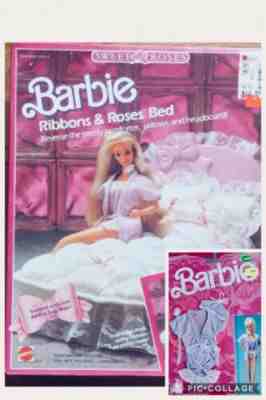 BARBIE SWEET ROSES Ribbon And Roses Bed NRFB + Lingerie Pack 1987 NRFB