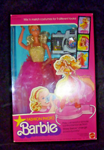 VTG 1977 #2210 ORIGINAL RARE "FASHION PHOTO BARBIE" DOLL SET-MIB  SS 158 PAB