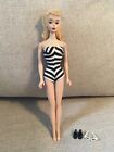 Vintage Barbie #3 Blonde Ponytail Doll Still Pinkish Toned Head & Limbs Swimsuit