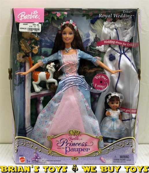 Mattel Barbie The Princess And The Pauper Erika Royal Wedding Doll Giftset NR