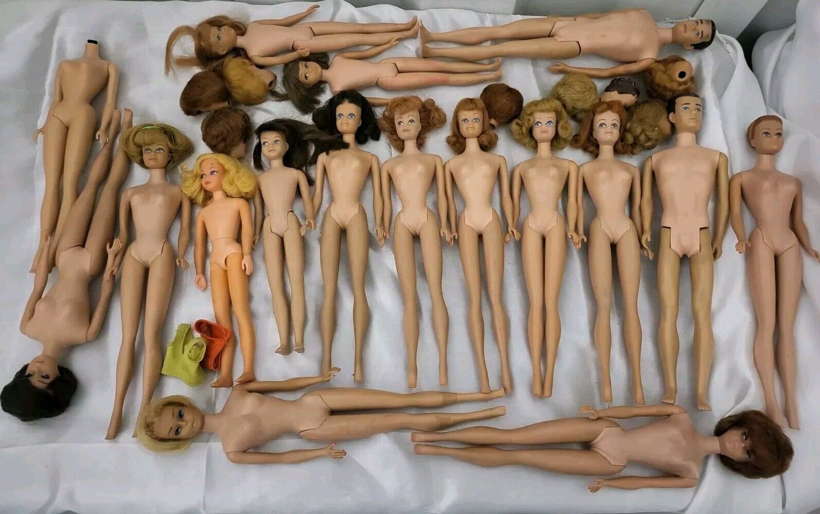 Vintage Doll Heads, Barbie, Skipper, And Ken Dolls, Lot #1.