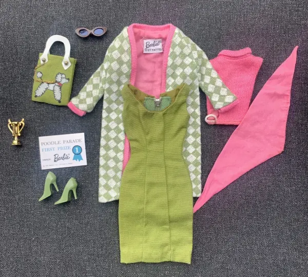 Vintage Barbie Outfit 1960's Original "Poodle Parade" Complete Rare Olive Spikes