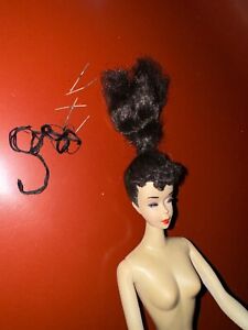 1960 Japan Brunette Barbie #3 Ponytail Brown Eyeliner excellent Paint, Long hair