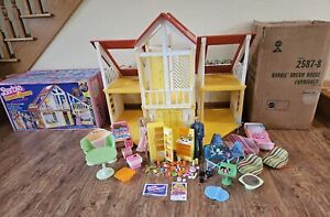 Vintage Barbie A Frame Dream House W Box Mailer Box Furniture Loaded Must See!