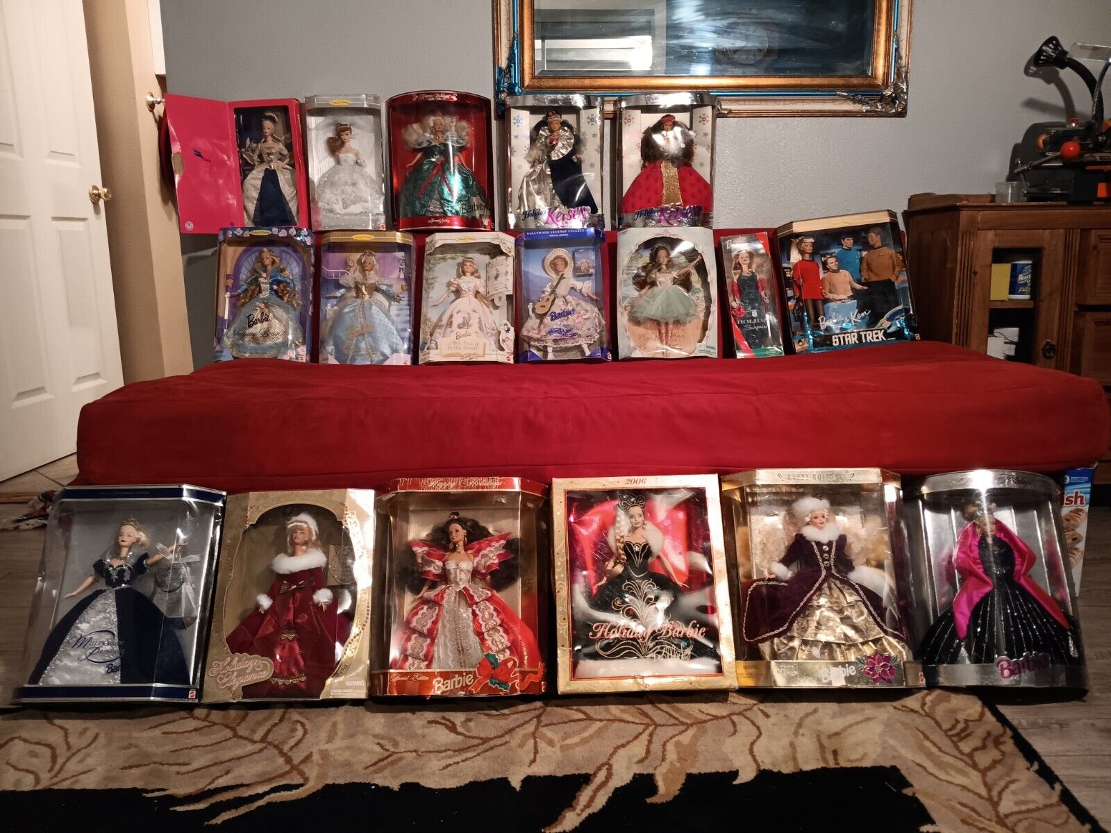 Collectable barbies and accessories, Barbie house, clothes, furniture