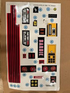 ***STICKERS ONLY*** for 1986 Barbie Red Ferrari Convertible by Mattel #3136