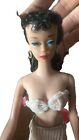 Vintage Japan 1960 Barbie Doll TM Ponytail #3 Brunette Original Makeup, Earrings