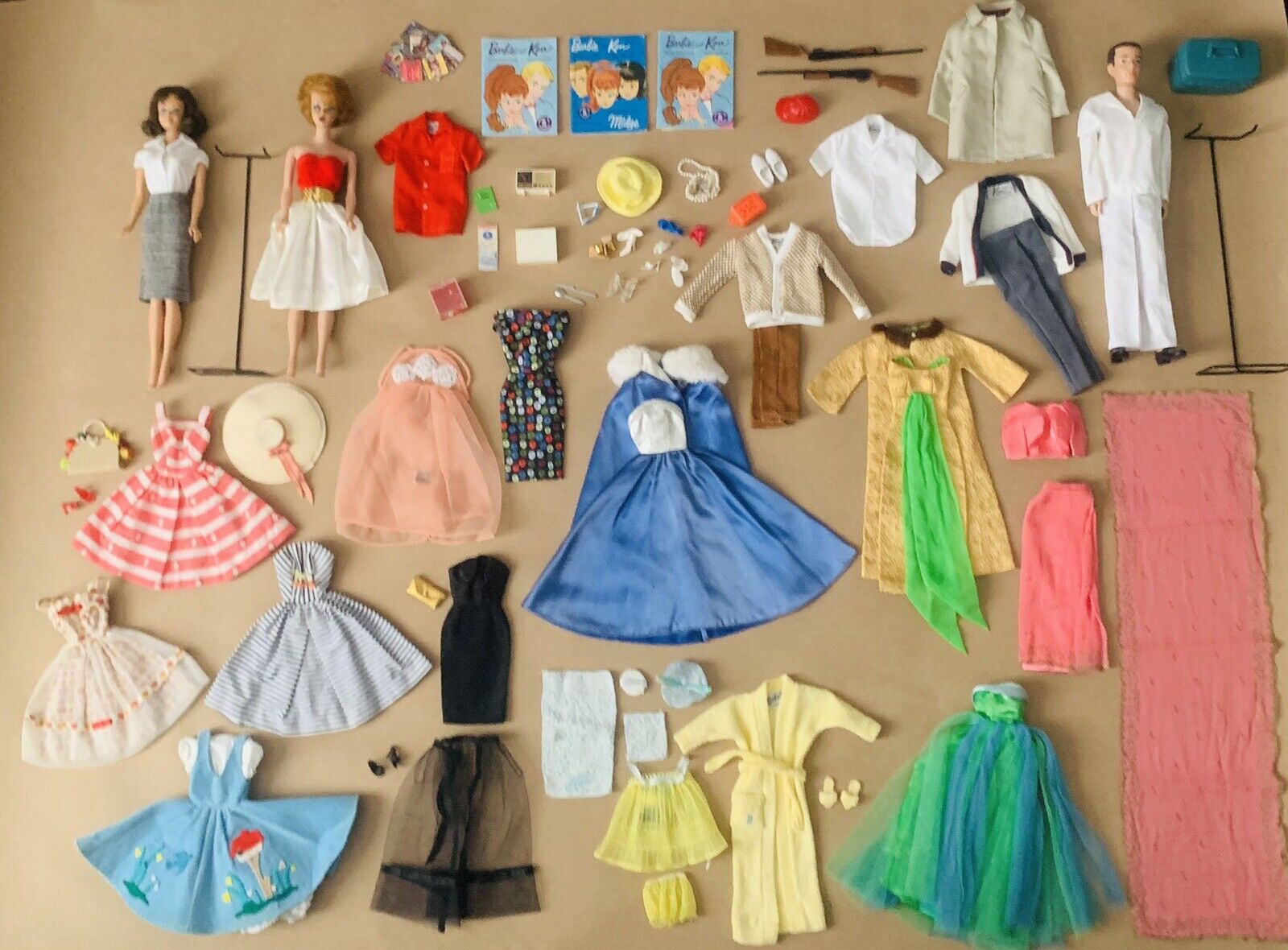 Vintage 1960’s Barbie Ken Midge Dolls And Clothes